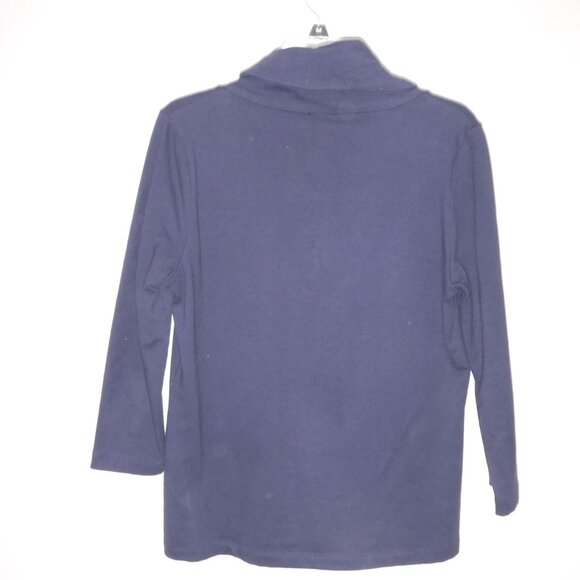 Talbots Navy V-Neck with Collar 3/4 Sleeve Length Sweater - Picture 4 of 4